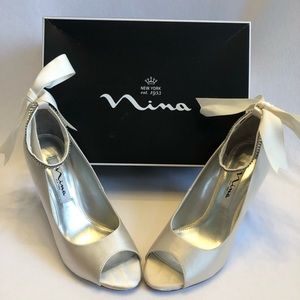 Nina Emma Ivory Evening Wedges